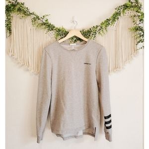 Adidas NEO Gray Crewneck Striped Graphic Sweater M Soft Athletic